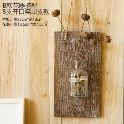 SQBJ The living room wall decoration wall Home Furnishing creative background bar clothing store wall hanging hydroponic flowerpot vase,B 5 a flower open smile