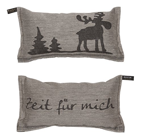 JOKIPIIN 1 Sauna- und Reisekissen ELCH, Leinen schwarz/natur, made in Finland