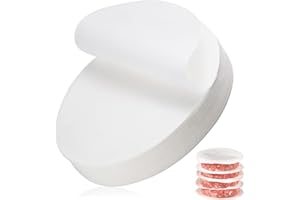 SGERUFZ 200 Pièces Papier Antiadhésive pour Steak Haché, Sulfurisée de Galettes Hamburger, Parchemin Ronde Imperméable et Résistant à Haute Température - 10cm