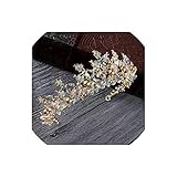 Metalle: Zink-Legierung lingmo Bride Handgemachte Wulstige rosa Kristall Tiara süße Prinzessin Crown, Gold