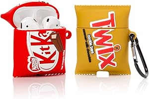 Derhom - Custodia Protettiva in Silicone per Airpods Apple 1 e 2 [Candy Snack Series][2 Pack] (Kitkat/Twix)
