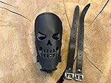SKULL von ORLETANOS ORLETANOS Skull Flaschehalter kompatibel mit Harley Davidson Dosenhalter Getränkehalter Hot Rod V8 Beachcruiser Trike Quad Fahrrad Moped Motorrad Leder Chopper Fatboy Heritage Slim schwarz Totenkopf