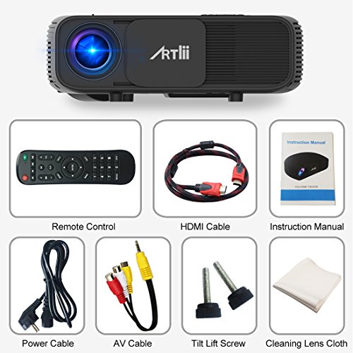 Videoproiettore, Artlii Led Lcd HD Portatile proiettore 3200 Lumen Supporto 1080p Home Cinema Ufficio Riunioni Educazione Presentazione per il iPhone Smartphone Tablet PC Computer Proiettore