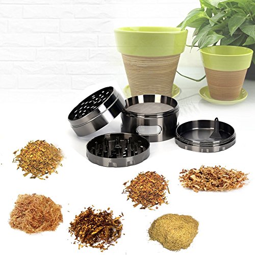 Wartoon Neue Design Premium Krautmühle mit Siebgrinder Haltbare Zamak-Legierung Tabak Grinder Crusher Gewürz-Schleifer Ø55mm 4 Stück (Gunmetal) - 6