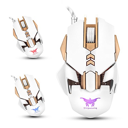 Preisvergleich Produktbild Combaterwing Einstellbare 3200DPI Wired Gaming Maus Mäuse für Computer PC Laptop Weiß