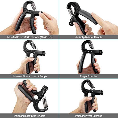 DLAND Handgriff des Stärkungsmittel im 2er-Pack Fitness Pinch Meter einstellbarem Widerstand 22-88 Lbs Arm Hand Gripper Exerciser-Anti-Rutsch - 5