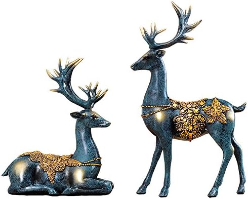 YONG SHOP- European Retro Family Lucky Resin Soft Loaded Couple Animal Adornment Living Room The Study Crafts,A pair of Ornaments ( Color : Bronze , Size : S )