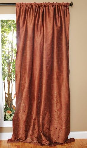 RuLu 91321 Neera Polyester Lined Drapery Panel, 52-Inch by 96-Inch, Burgundy