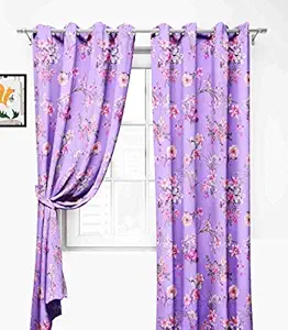 Lush Decor  Premium Polyester Floral Printed Curtains for Door 7 feet Pack of 2 (Lavender)