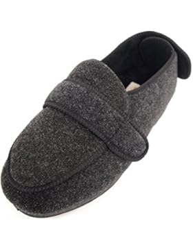 Herrenschuhe/Slipper für orthopädische Füße mit extraweitem Klettverschluss