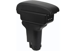 OYHCM For FIAT 500（2012-2017) Armrest Auto Centre Console Interior Storage Box Arm Rest Dual Compartments Leather Black