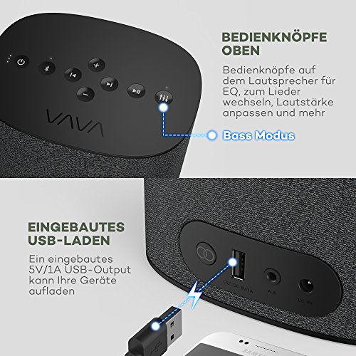 Bluetooth Lautsprecher Stereo VAVA VOOM 22, 30W Hi-Fi Sound, Bass EQ, Bluetooth oder 3.5mm Verbindung, Eingebaute Steuerknöfe, 5V/1A USB-Output, Kopplung mit Zweiten Lautsprecher Möglich für True Wireless Surroundsound, Red Dot Award Gewinner reviews Bluetooth Lautsprecher Stereo VAVA VOOM 22, 30W Hi-Fi Sound, Bass EQ, Bluetooth oder 3.5mm Verbindung, Eingebaute Steuerknöfe, 5V/1A USB-Output, Kopplung mit Zweiten Lautsprecher Möglich für True Wireless Surroundsound, Red Dot Award Gewinner