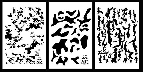 Acid Tactical® 3 Pack - 23 cm x 35 cm camouflage Vinyl Airbrush Spray Paint Schablonen - Duracoat Gun (Digital, Bark, Multicam Camo)