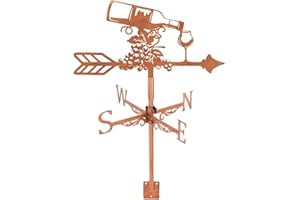 SUPERDANT Grape Weather Vane for Roof Mount Wine Bottle Metal Weathervane Wind Vanes for Outside Roof Decor Black Wind Decorative Signs for Farmhouse Yard Farm Barn Sheds Garden Patio Red Copper