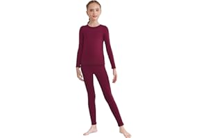 inlzdz Kids Girls Thermal Underwear 2-Piece Long Sleeve Tops and Leggings Set for Fall Winter