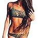 Produktbild Damen Bikini-Set Internet Triangle Bikini Set Bandage Push-Up Badeanzug (S, Armeegrün)