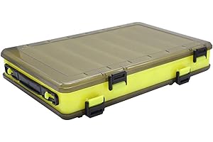Caja de señuelos de pesca, TOPIND de doble cara Caja de anzuelos de cebo de plástico visible Caja de almacenamiento Caja organizadoraorificio de drenaje Accesorios de pesca (amarillo(L))