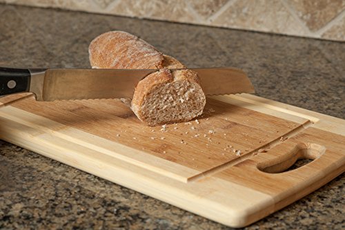 CC Boards Dreiteiliges Schneidebrett-Set aus Bambus: Hölzerne Metzger-Blockbretter mit Saftrille und Griff - 6