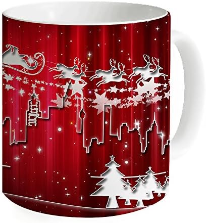 Okoukiu Christmas Elks Red Mug Coffee Mug Tea Cup - Personalized Gift For Birthday,Christmas And New Year-3.7" x 3.1" ,11 OZ