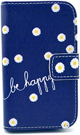 fenrad PU Leather Flip Designs Case for Samsung Galaxy Fame S6810, Silicone Wallet Book Stand Cute Pattern Design Protective Phone Case Cover with Credit Card Slots for Samsung Galaxy Fame S6810 + Free Stylus Pen (Blue Dot)