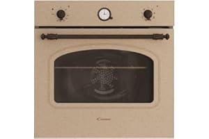 Candy Classic Forno Elettrico da Incasso Ventilato, 65 Litri, Classe A+, Funzione Pizza, 8 Programmi di Cottura, Design Rustico con Orologio Analogico, 59,5 x 59,5 x 56,8 cm, Color Avena - FCC604NAV