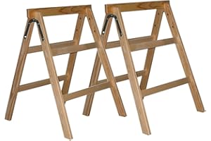 ASKON 2er Set Massiver Holz-Arbeitsbock oder Tapezierbock 2-sprossig - Sägebock - Klappbock - Montagebock - Arbeitsbock - Tapezierbock - Unterstellbock - Stützbock