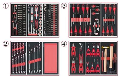 KS Tools 714.0241 Composition d'outils 4 tiroirs pour servante, 241 pièces, Noir