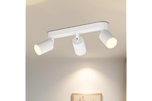 LVWIT Faretti LED da Soffitto Orientabili Bianco,Faretto LED Interno con 3 Luci in Alluminio GU10, Rettangoli Base, Faretti da Soffitto Moderna Industriali per Barra, Salotto, Cucina (Senza Lampadina)