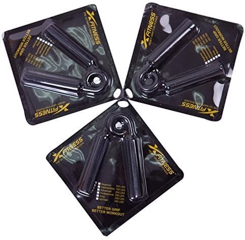 xfitness Black Hand Gripper - Best Grip Strength Trainer - Black Hand Grippers Set of 3 of 100-150-200lbs by homegym