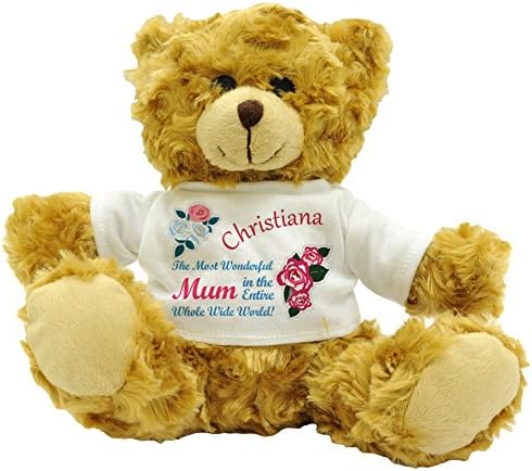 Christiana The Most Wonderful Mum In The Entire Whole Wide World! Personalised Mother's Day Plush Teddy Bear (Approx 22cm High).