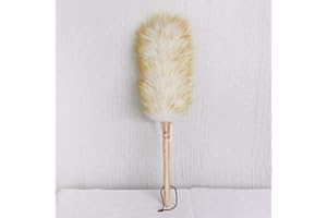 BAPAO Spolverino in Lana d'Agnello in Microfibra, 51,5 cm, con Manico ergonomico in Legno, per Pulizia Domestica e Professionale, As Pictures Show, Taglia Libera