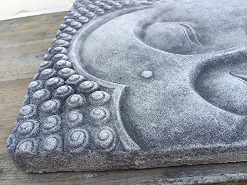 Wandbild Wandrelief Steinplatte Buddha Kopf Garten Deko Feng Shui Yoga 39×39 cm - 7