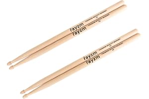 Rayzm pałeczki perkusyjne 5B, solidne amerykańskie pałeczki hikory/pałeczki do ubijania, drewniane końcówki