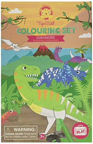 Dinosaur Colouring Set for Boys. Dinosaur Colouring Book Activity Set for Boys. Great travel activity packs for kids / Activity Book. Great Gifts for Boys 6 years old by Tiger Tribe