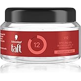 Taft V12 Styling Gel 250ml, Gel per capelli con tecnologia speed hold, con formula vegana, gel ad asciugatura veloce delicato