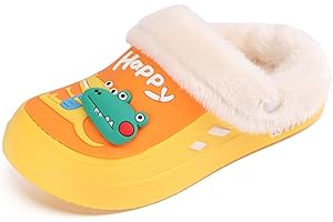 Yeeteepot Kinder Winter Clogs Mädchen Jungen Plüsch Pantoletten Pantoffeln Warme Gefüttert Hausschuhe Weich rutschfeste Gartenschuhe Cartoon Slippers