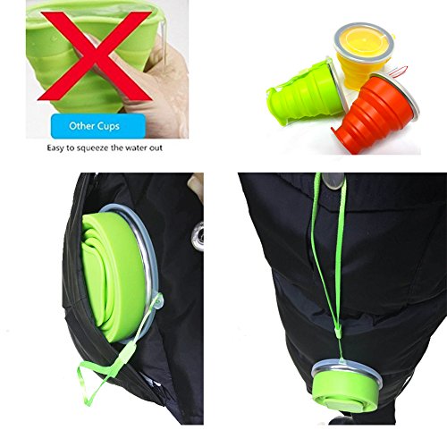 SSFW 300ML Faltbare Reise becher – 100% Food-grade Silikon Tasse für Camping Reisen und Wandern (3cups-3colours) - 4