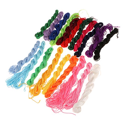 MagiDeal 20pcs 28 Meter x1 mm Geflochtenes Chinesisch Verknoten Makramee Satin Schnur - 2