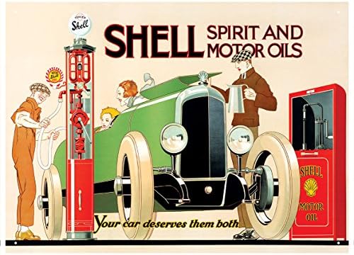 Red Hot Lemon Shell Spirit & Motor Oils Metal Wall Sign, Multi