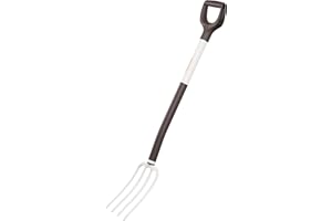 Fiskars Fourche à bêcher pour sol meuble et peu caillouteux, 4 dents, Longueur: 113 cm, Dents en Acier/Manche en aluminium, Noir/Blanc, Light, 1019603