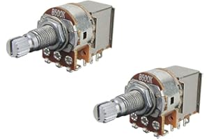 IKN B500K Push Pull Control Pot Linear Taper Potentiometers Long Split Knurled Shaft 18mm for Guitar Bass Volume or Tone Control, Pack of 2