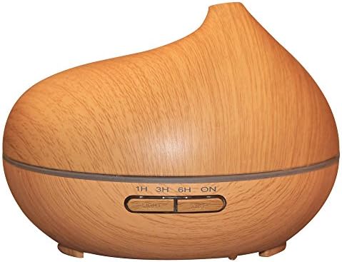 Essential Oil Diffuser, MixMart 300ml Aroma Diffuser Wood Grain Cool Mist Humidifier Air Purifier with Color LED Lights Changing for Home, Office, Baby Room, Living Room, Yoga, Spa, Study, Hotel (Light Wood Grain)
