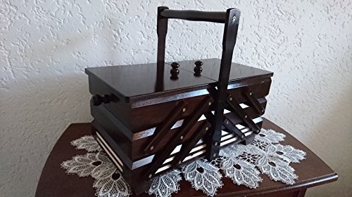 Nähkasten Nähkästchen Handarbeitskorb . 40x19x30cm Holz Handarbeit XXL braun