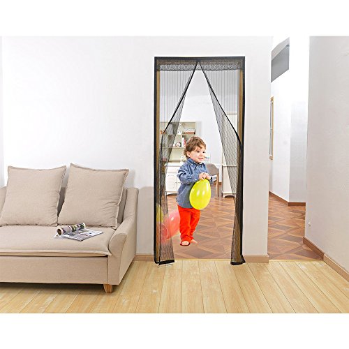 Fontic 90x210cm Fliegengitter Tür Moskitonetz Tür Insektenschutz Magnet Vorhang mit Magnetverschluss mit extra Klettverschluss und Reißnägel für Balkontür Terrassentür Wohnzimmer Schwarz - 6