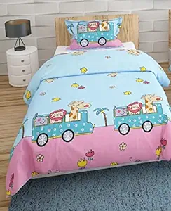 Singhs Villas Decor Presents Kids Star Moon Good Night Cute Single Bedsheet with 1 Pillow Cover