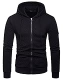  WHATLEES Herren Langarm Kapuzen Jacken - beiläufiger Kapuzenpullover mit Reißverschluss Urban BA0093-black-M