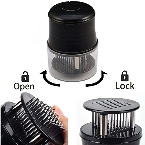 Qiorange Fleischzartmacher Fleischstecher Steaker Grill Marinieren Edelstahl 56 Klingen schwarz - 4