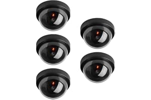 ELEAR™ 5 X noir Dôme Fausse sécurité fictive Caméra CCTV imperméable à l'eau IR LED Clignotant Rouge Lumière Surveillance intérieure extérieure