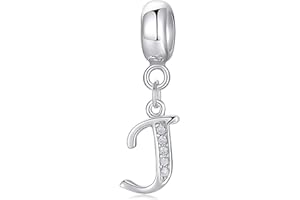 Symretie Colgante de plata 925 para mujeres con letras de la A a la Z, compatible con pulseras y collares de estilo Pandora y europeo. Adecuado para mujeres y niñas.T222