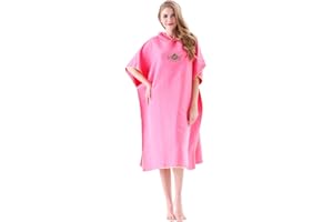 BEENLE-ICEY Swim Towels Changing Robes Towel Poncho with Hood for Adults Women Men, Quick Dry Lighjtweight Microfibre Hooded Surf Poncho for Beach Surfing Swimming Wetsuit Changing Universal Size (pink)